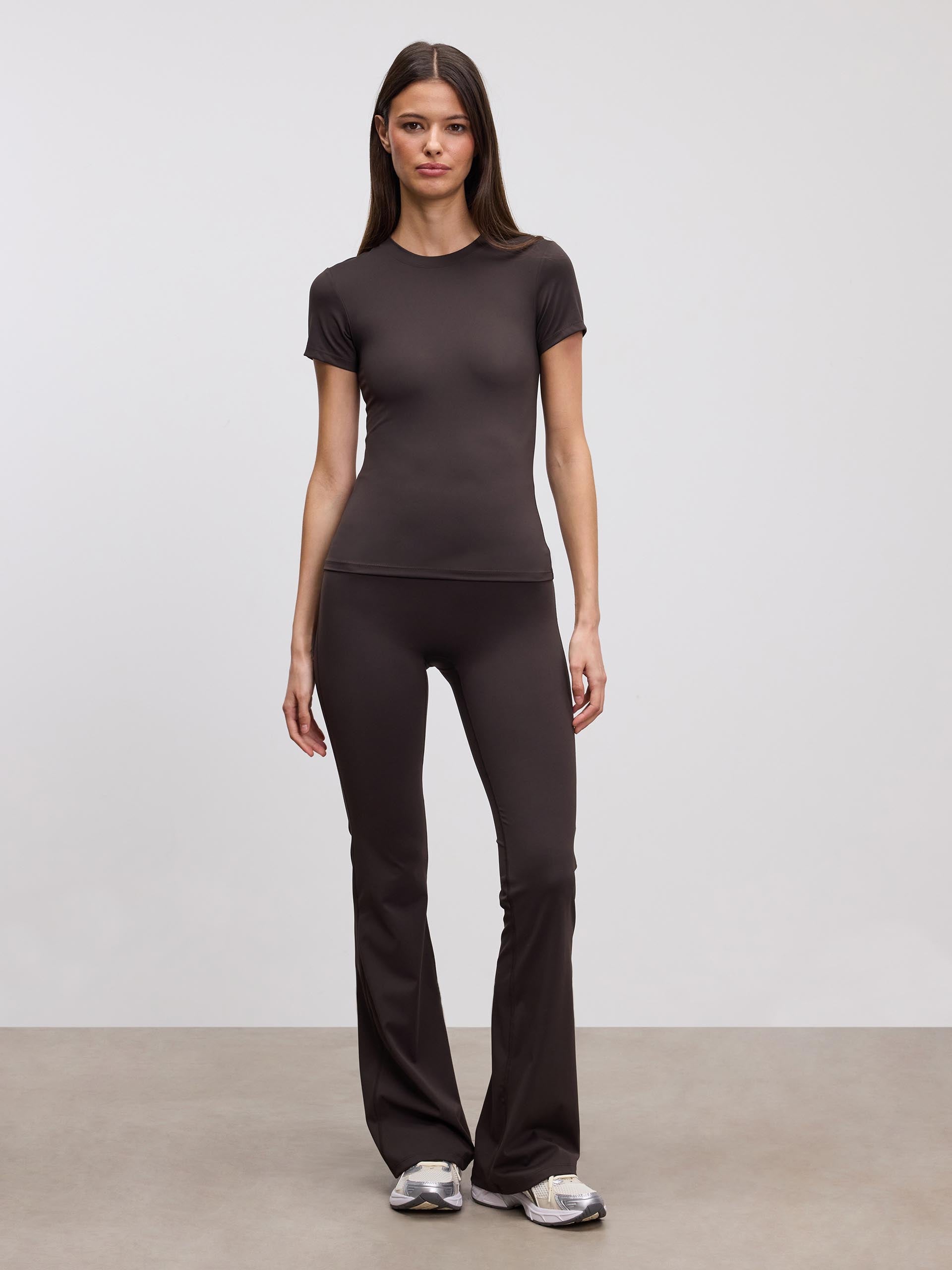 Womens Active Flared Legging in Brown - Image 2