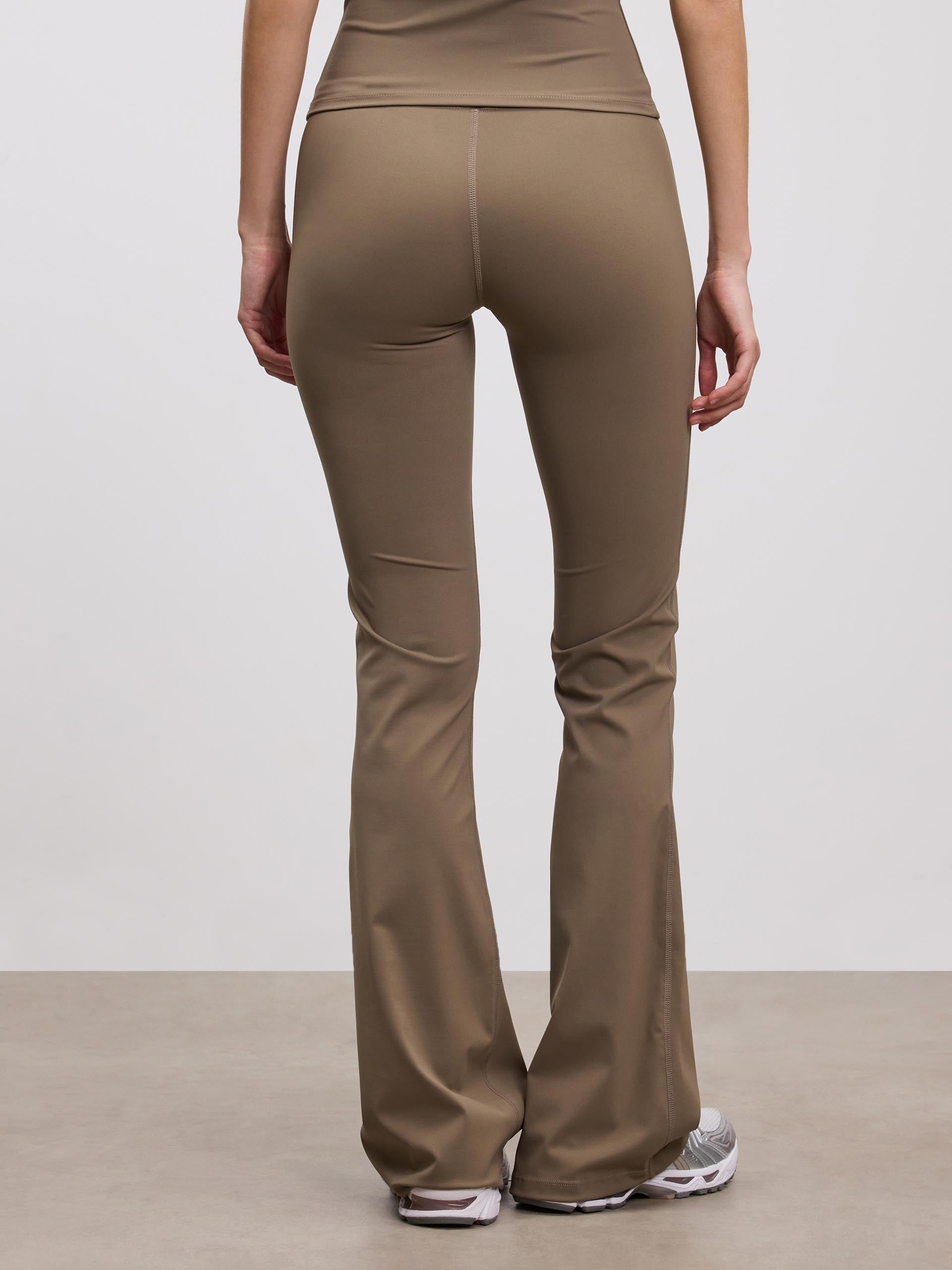 Womens Active Flared Legging in Taupe - Image 3