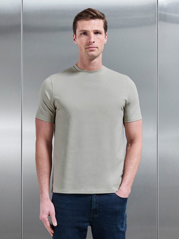Essential Slim Fit Cotton Stretch T-Shirt in Stone