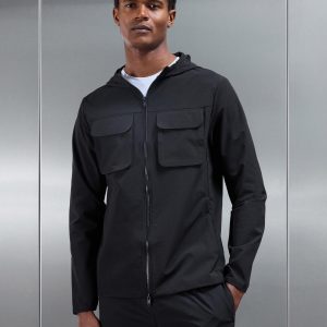 Utility Cargo Windbreaker in Black