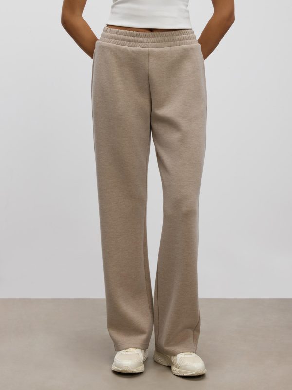 Womens Knitted Straight Leg Jogger in Stone